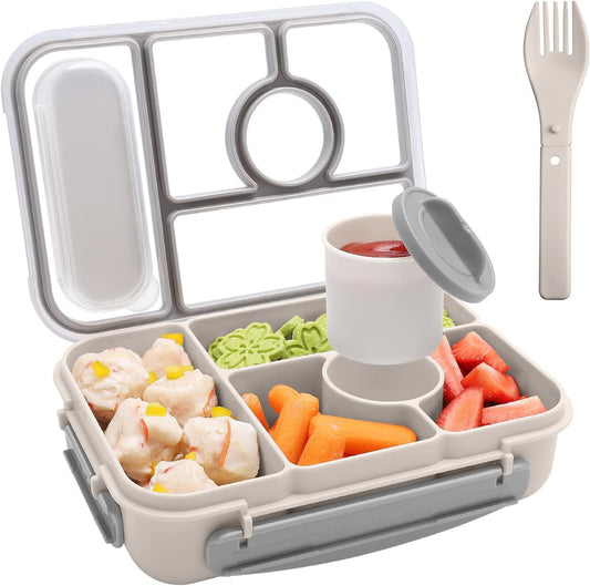 Bento Box Lunch Box Kids,Lunch Containers for Kids/Toddler,5 Compartments Bento Lunch Box for Kids with Sauce Vontainers,Microwave & Dishwasher & Freezer Safe,Bpa-Free(Blue)